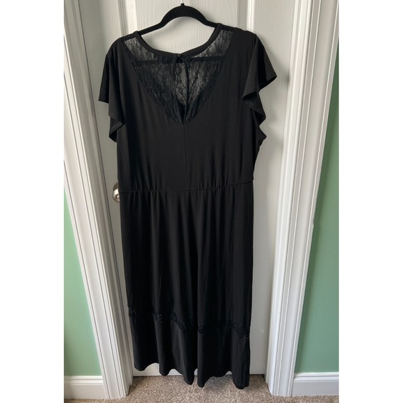 Torrid Womens Dress Black Midi Studio Knit Asymmetrical‎ Lace Whimsigoth Sz 3 3X - Picture 3 of 5